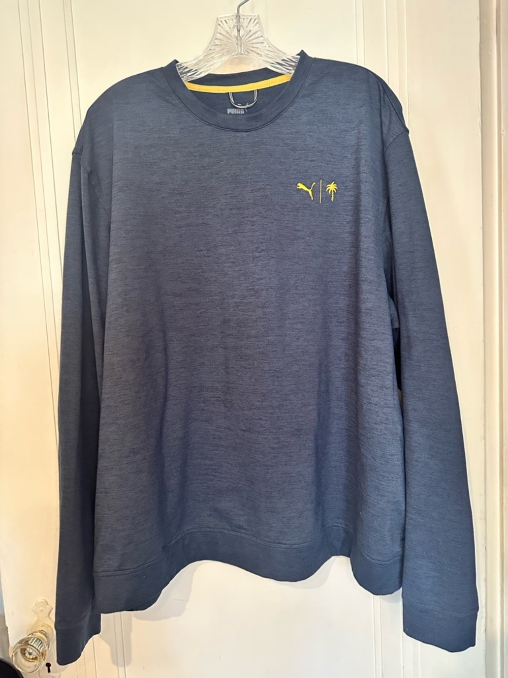 Puma Dark heathered Blue Sweatshirt with Yellow Accent